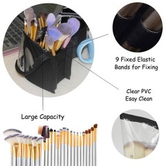 ANEMEL Black Travel Makeup Brush Holder, Organizer Bag Cosmetic Zipper Pouch …