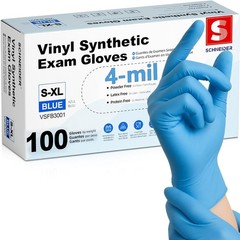 Vinyl Synthetic Exam Gloves, 4 Mil, Latex Free Disposable Gloves for Medical