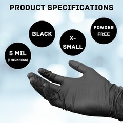 2000 Pieces Finger Textured Black Nitrile Powder Free Gloves XSmall 5 Mil