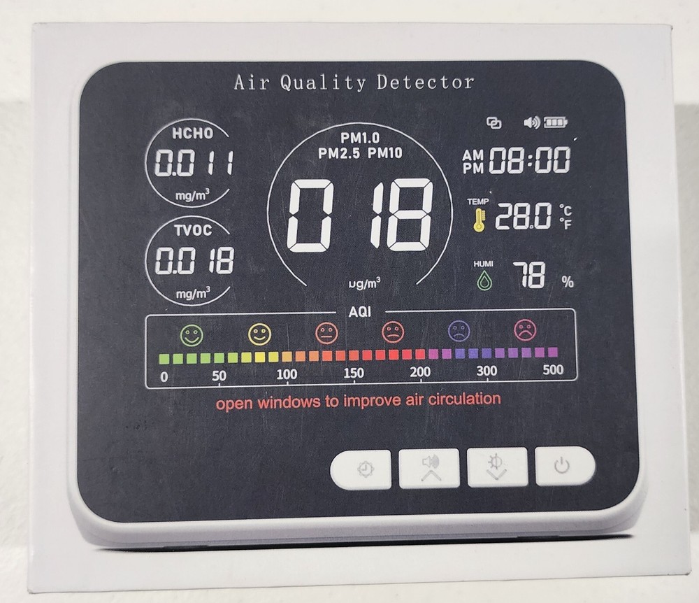 14 in 1 Air Quality Monitor Indoor with Beep Alarm, 6 AQI Air Quality Detector