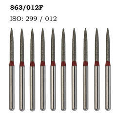 Dental Diamond Burs 863/012F Flame Bur Fine Grit Red FG for High Speed Handpiece