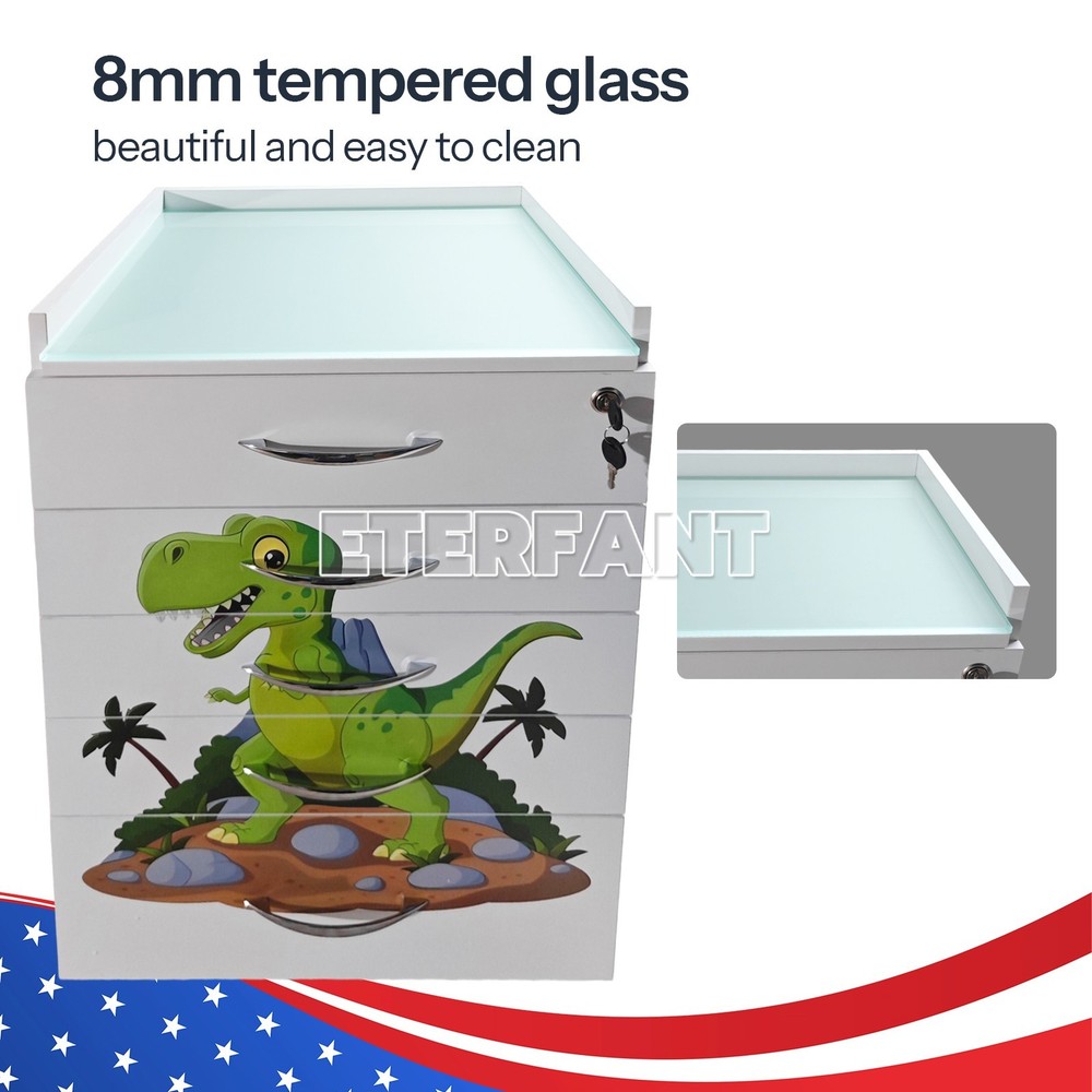 5-Drawer Cartoon Trolley Cart Acrylic Acrylic Mobile Wooden Cabinet Rolling Cart