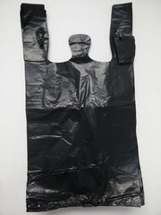 1/6 Large 21 x 6.5 x 11.5 BLACK T-Shirt Plastic Grocery Shopping Bags