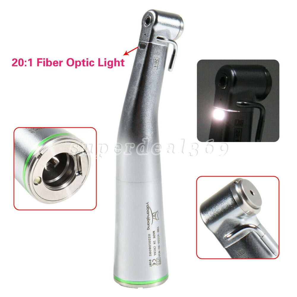 Dental 20:1/ 1:1 Fiber Optic LED Contra Angle Handpiece for NSK E-type Motor