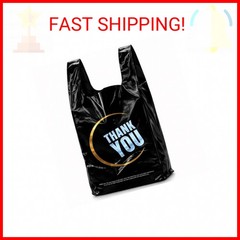 YoYoRain 50 Count Plastic Bags – Black T Shirt Bags with Handle for Retail Shopp