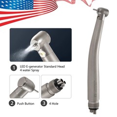Dental High Speed LED E-generator Handpiece Standard Head 4 Spray 4H ASkeadnt sk