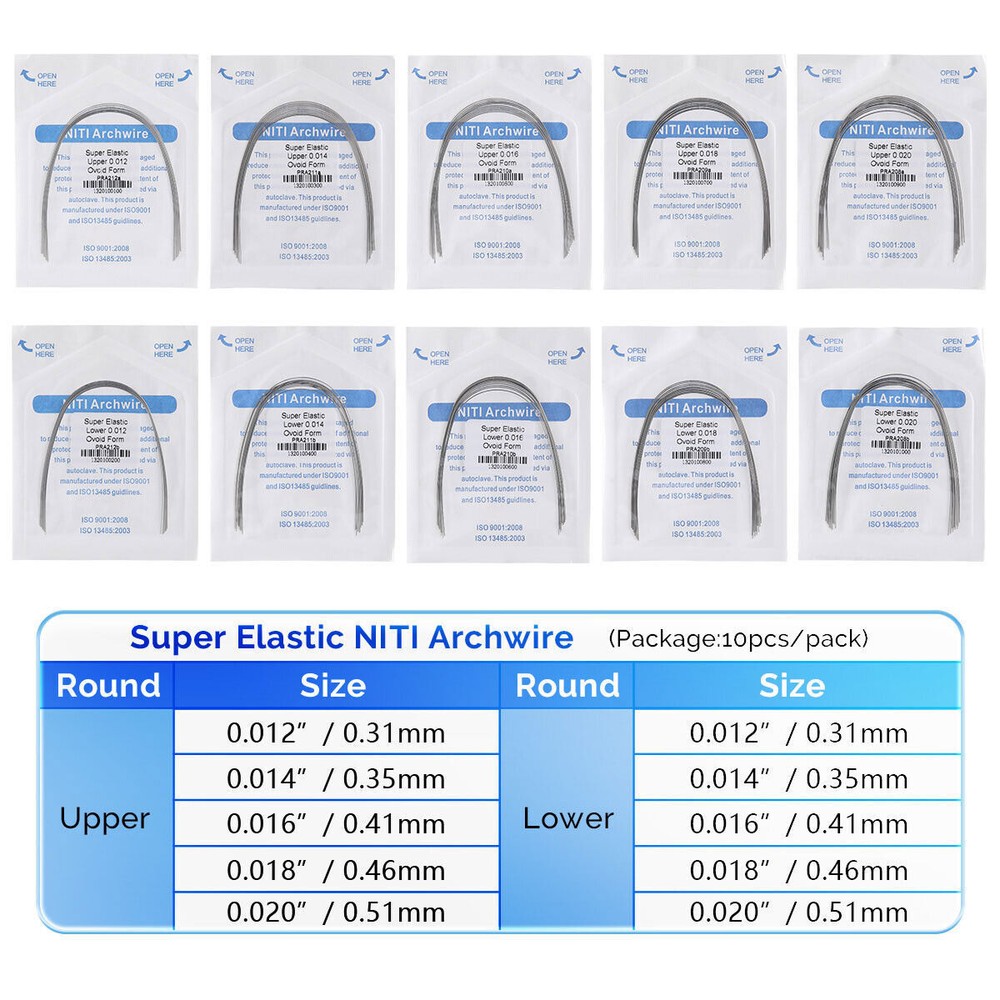 AZDENT Dental Orthodontic Super Elastic Niti Round Arch Wire Ovoid/Nature Form