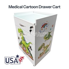 5-Drawer Cartoon Trolley Cart Acrylic Acrylic Mobile Wooden Cabinet Rolling Cart