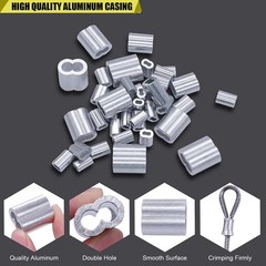 340Pcs Stainless Steel Wire Rope Cable Thimbles Aluminum Crimping Loop M2-M5 Kit