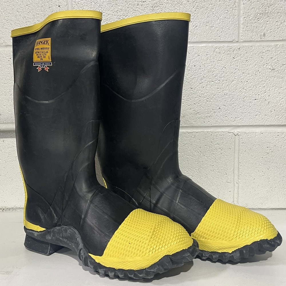 HEAVY DUTY STEEL TOE METATARSAL WATERPROOF RUBBER FIREMAN FIRE BUNKER WORK BOOTS