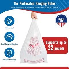 1000 Thank You T-Shirt Bags 12″ x 6.5″ x 21″, Plastic Grocery Shopping Bags