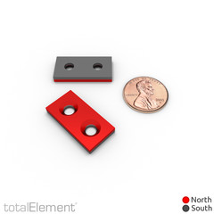 1 x 1/2 x 1/8 Inch Neodymium Rare Earth Countersunk Block Magnets N42 (10 Pack)