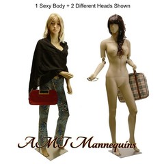 HeavyDuty Plastic Realistic Fullbody Female Mannequin (2 Heads, Flexiable arms)U