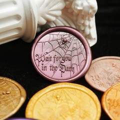 Wax Seal Stamp Kit Halloween Spider Web Brass Head with Wooden Handle for Inv…