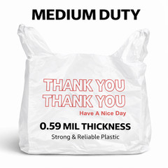 500 Bags 1/6 Large 21 x 6.5 x 11.5 “Thank You” T-Shirt Plastic Grocery Shopping
