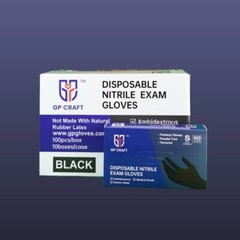 GP CRAFT Nitrile Gloves, 5 Mils, Medical, Fentanyl Resistant, Black,Case of 1000