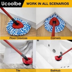 Ucoolbe Spin Mop Replacement Heads 4 +1 Brush(2 Tanks System), Blue