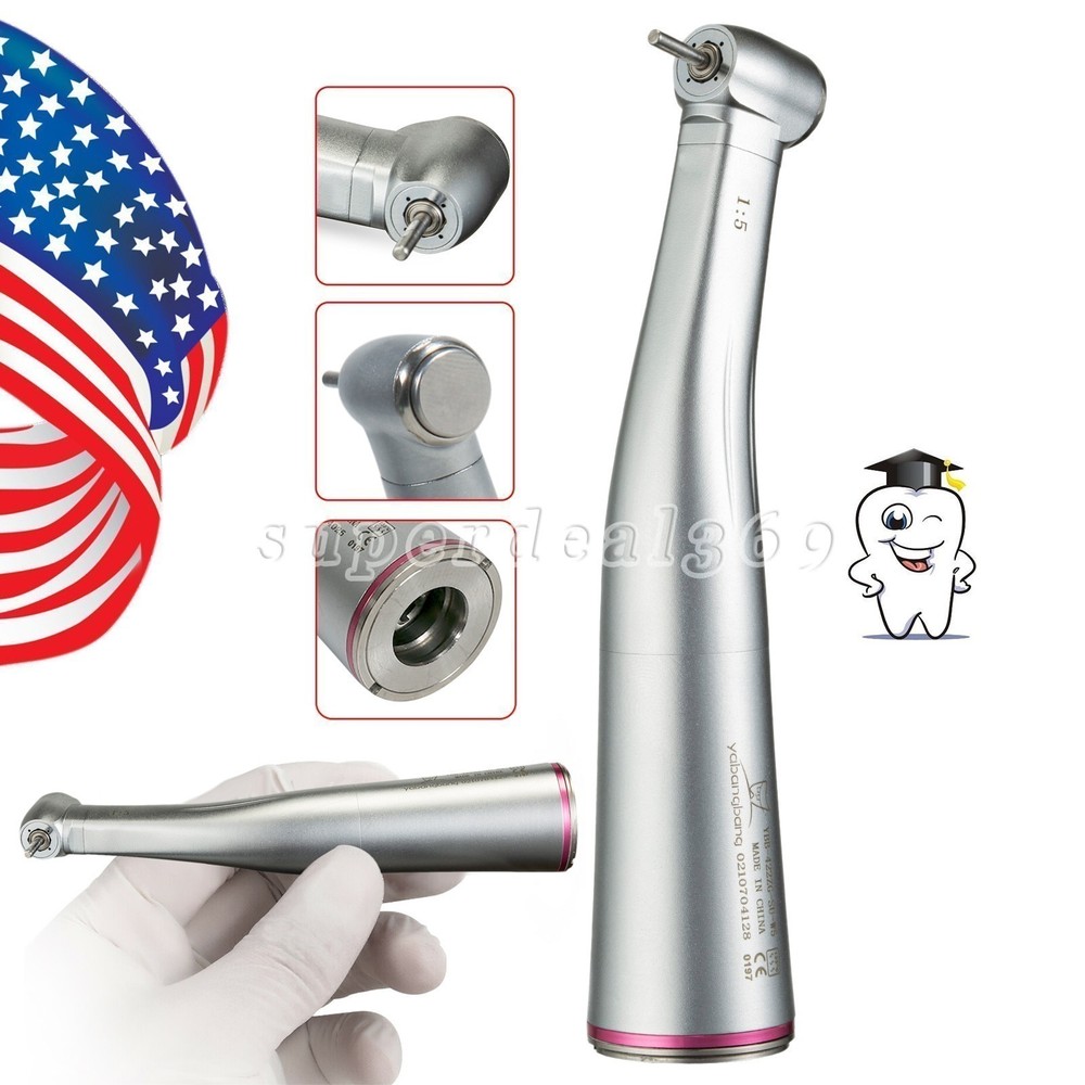 Dental Fiber Optic LED Contra Angle Handpiece 20:1 1:1 1:5 1:4.2 45° Fit for NSK