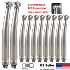 10pcs Dental Fiber Optic LED E-generator High Speed Handpiece 3 Spray 4 Hole st