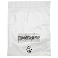 100 Resealable 12 x 18 Clear Poly Plastic Bags Suffocation Warning Shirt Apparel
