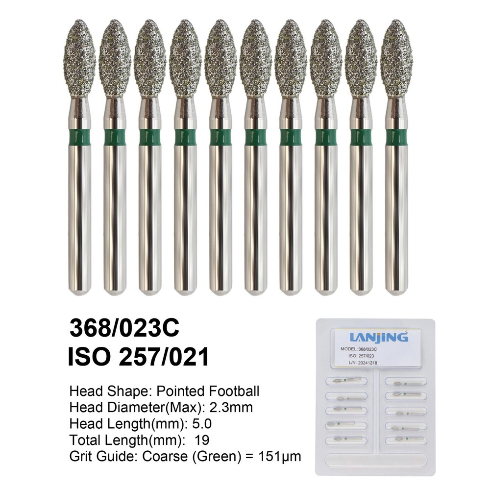 Dental Diamond Football Bur FG 368/023C 379/023 Egg Shape Coarse Fine High Speed