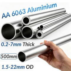 Aluminium Round Tube 0.2-9mm Thickness 1.5-22mm OD Straight 500mm long 6063 Tube