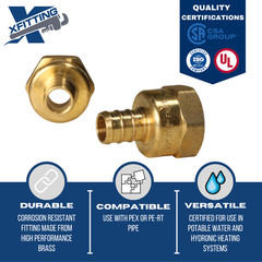 (100) 1/2″ PEX X 1/2″ FEMALE NPT THREADED ADAPTER BRASS CRIMP FITTING LEAD FREE
