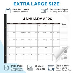 Desk calendar 2026-2027 22″x17″ paper(04/2026-10/2027) – 22″W x 17″H, Black