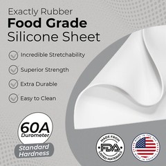 FDA White Silicone Rubber Sheet, 60A 1/16 x 9 x 12″ Food Grade Gasket Material