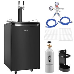 Black Beer Kegerator Dual Tap 1/6 1/4 1/2 Barrel Compatible