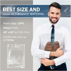 20×24 Clear Plastic Merchandise Bags, Glossy Finish, Extra Large Retail Size,…