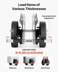 VEVOR Panel Dolly 1000 lbs Load Drywall Mover with 10 in Rubber Wheels