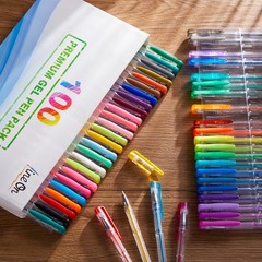 Lineon 100 Pack Gel 1 Count (Pack of 100), 50 Colors Pens with 50 Refills