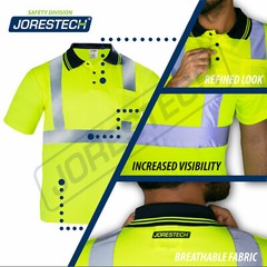 5 Pack Hi-Vis Lime Safety Workwear Short Sleeve Polo Shirt Top Reflective Tape