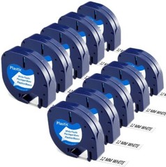10PK Dymo LetraTag Refills White Plastic 91331 for LetraTag Label Maker LT-100H