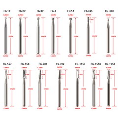 Dental Carbide Burs FG1/2/3/4/5/6/7/8 Round for High Speed Handpiece 10 -100Pcs