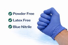 Cuff First Nitrile Exam Gloves 2000 Ct Case Blue Latex-Free Powder-Free Medical
