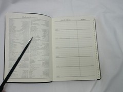 Address Book w Tabs Desk Size 5×7 Leather Softcover Graphic Image BLACK Saffiano