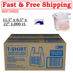 New T-Shirt Carry-Out Bags, 11.5″ x 6.5″ x 22″ (1,000 ct.)Great Price