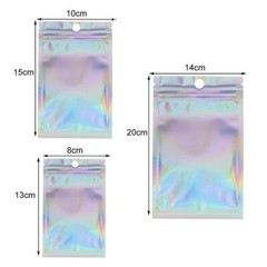 100-400 Smell Proof Mylar Bags Holographic Resealable Food Ziplock Foil Pouches