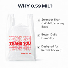 5000 0.59 Mil Heavy Duty Thank You Bags 1/6 Large 21×6.5×11.5 Retail