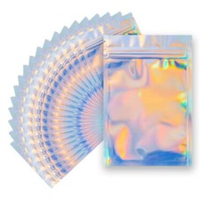 400 pcs Holographic Mylar Foil Bags Smell Proof Resealable Zip Lock Pouch Black