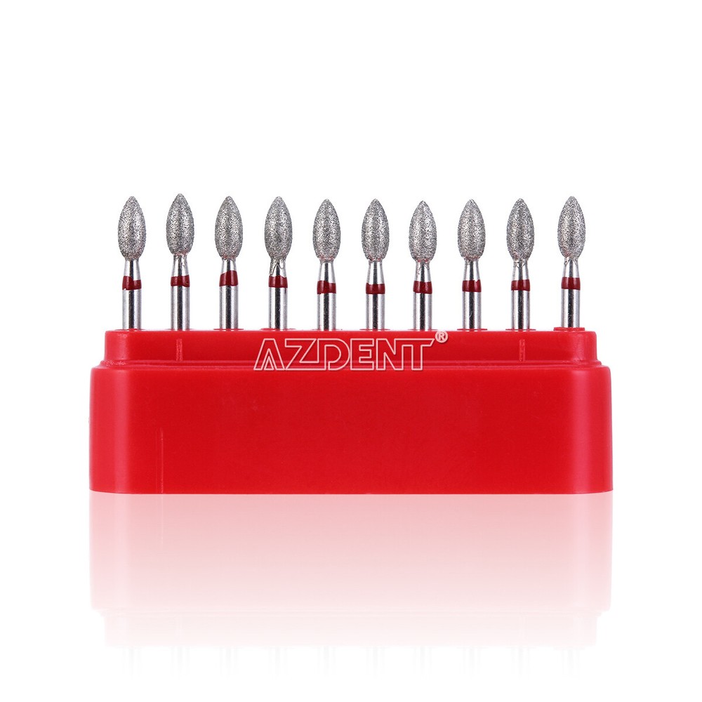 10pcs/kit Dental FG Diamond Burs Football #368-023F Fine Red AZDENT