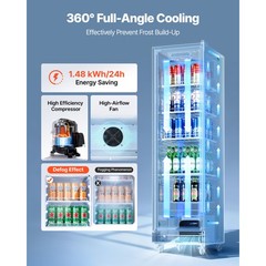 Uimoso Commercial Upright Beverage Cooler with 6.9 Cu.Ft Capacity