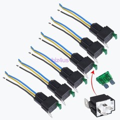 6 Pack 12V DC 30 Amp 4-Pin Automotive Relay Harness Set Switch Fuse US