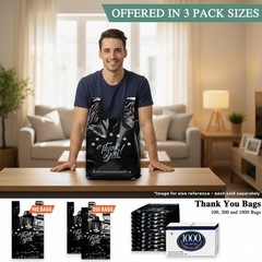 YoYoRain 1000 Count Black “Thank You” T-Shirt Bags – Reusable & Disposable Groce