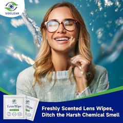 VisClear Lens Wipes for Eyeglasses, 1 Count (Pack of 100), White pulp paper