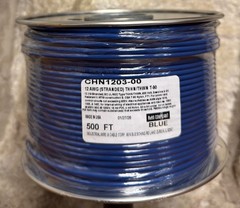 500 FT THHN/THWN WIRE. 12AWG STR BC 600 VOLT. MADE IN USA.WHT,ORG,BLK,orRED