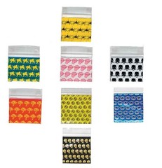 100 SMALL BAGGIES 1515 1.5″ X 1.5″ MINI RESEALABLE POLY (10+ MIXED DESIGNS)