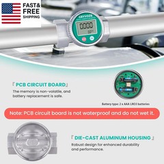 Waterproof 2 Inch Water Flow Meter, 16–160 GPM Digital Turbine Flowmeter with N